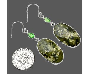 Serpentine and Green Tourmaline Earrings SDE85741 E-1002, 14x23 mm