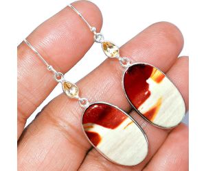 Red Mookaite and Citrine Earrings SDE85751 E-1002, 15x25 mm