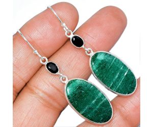 Green Aventurine and Black Onyx Earrings SDE85762 E-1002, 13x23 mm