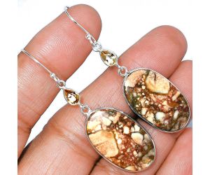 Rocky Butte Picture Jasper and Citrine Earrings SDE85764 E-1002, 15x25 mm