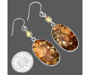 Rocky Butte Picture Jasper and Citrine Earrings SDE85764 E-1002, 15x25 mm