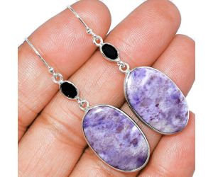 Lavender Jade and Black Onyx Earrings SDE85768 E-1002, 15x23 mm
