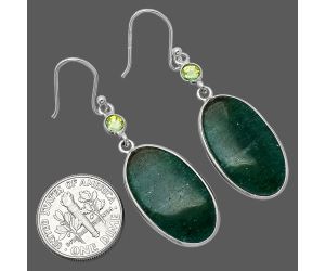 Green Aventurine and Peridot Earrings SDE85781 E-1002, 13x23 mm