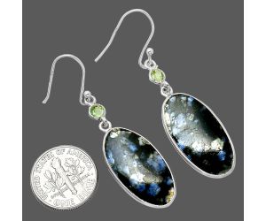 Llanite Blue Opal Crystal Sphere and Peridot Earrings SDE85798 E-1002, 13x25 mm