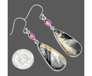 Picasso Jasper and Ruby Earrings SDE85816 E-1002, 13x28 mm