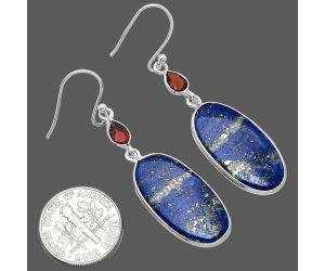 Lapis Lazuli and Garnet Earrings SDE85822 E-1002, 12x24 mm