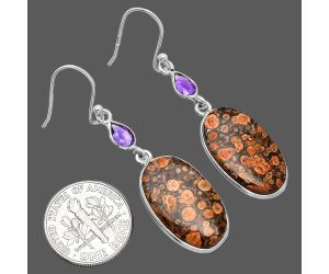 Poppy Jasper and Amethyst Earrings SDE85831 E-1002, 12x20 mm