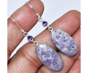 Lavender Jade and Amethyst Earrings SDE85834 E-1002, 13x24 mm