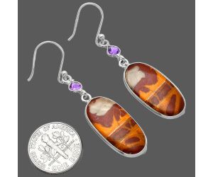 Noreena Jasper and Amethyst Earrings SDE85839 E-1002, 11x23 mm