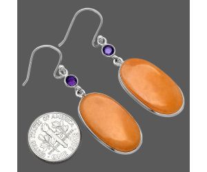 Orange Aventurine and Amethyst Earrings SDE85845 E-1002, 13x25 mm