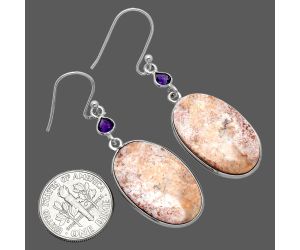 Red Moss Agate and Amethyst Earrings SDE85852 E-1002, 15x24 mm