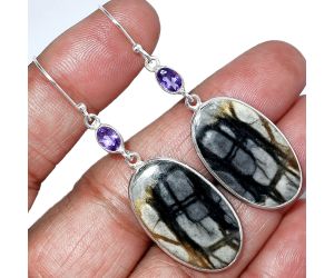 Picasso Jasper and Amethyst Earrings SDE85859 E-1002, 16x27 mm