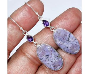 Lavender Jade and Amethyst Earrings SDE85860 E-1002, 13x23 mm