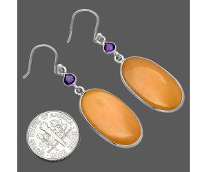 Orange Aventurine and Amethyst Earrings SDE85861 E-1002, 13x24 mm