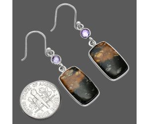 Picasso Jasper and Amethyst Earrings SDE85865 E-1002, 10x17 mm