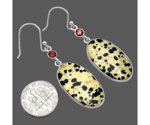 Dalmatian and Garnet Earrings SDE85871 E-1002, 14x26 mm