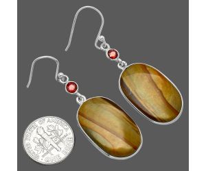 Polygram Jasper and Garnet Earrings SDE85883 E-1002, 15x25 mm