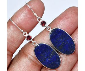 Lapis Lazuli and Garnet Earrings SDE85884 E-1002, 14x23 mm