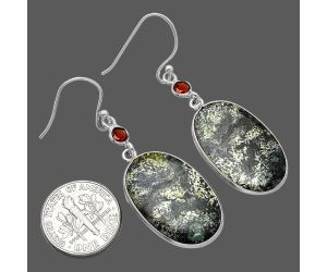 Dragon Blood Stone and Garnet Earrings SDE85885 E-1002, 16x24 mm