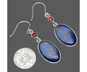 Lapis Lazuli and Garnet Earrings SDE85887 E-1002, 13x20 mm