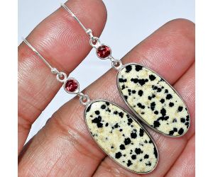 Dalmatian and Garnet Earrings SDE85896 E-1002, 13x28 mm