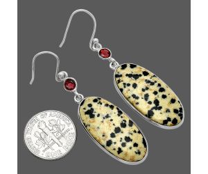 Dalmatian and Garnet Earrings SDE85896 E-1002, 13x28 mm