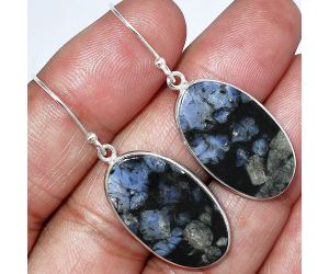 Llanite Blue Opal Crystal Sphere Earrings SDE85938 E-1001, 14x25 mm