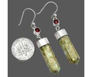 Authentic White Buffalo Turquoise Nevada and Garnet Point Earrings SDE85971 E-1135, 7x24 mm
