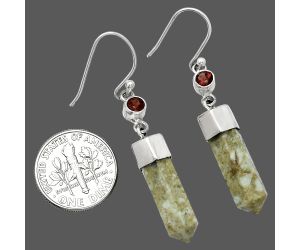 Authentic White Buffalo Turquoise Nevada and Garnet Point Earrings SDE85972 E-1135, 7x20 mm