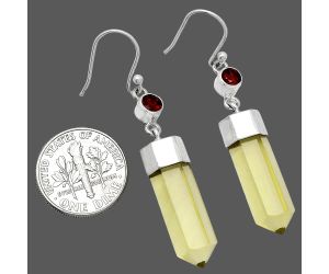 Lemon Quartz and Garnet Point Earrings SDE85979 E-1135, 16x21 mm