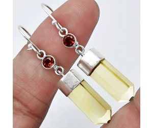 Lemon Quartz and Garnet Point Earrings SDE85982 E-1135, 7x17 mm