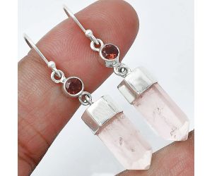 Rose Quartz and Garnet Point Earrings SDE85983 E-1135, 7x17 mm