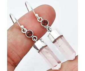 Rose Quartz and Garnet Point Earrings SDE85984 E-1135, 6x17 mm
