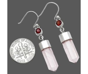 Rose Quartz and Garnet Point Earrings SDE85984 E-1135, 6x17 mm