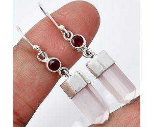 Rose Quartz and Garnet Point Earrings SDE85985 E-1135, 7x15 mm