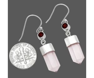 Rose Quartz and Garnet Point Earrings SDE85985 E-1135, 7x15 mm