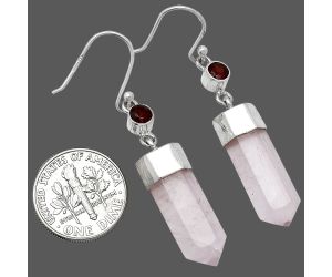 Rose Quartz and Garnet Point Earrings SDE85987 E-1135, 7x20 mm