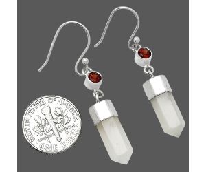 Srilankan Moonstone and Garnet Point Earrings SDE85993 E-1135, 6x15 mm