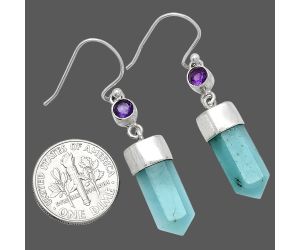 Point - Paraiba Amazonite and Amethyst Earrings SDE86001 E-1135, 7x16 mm