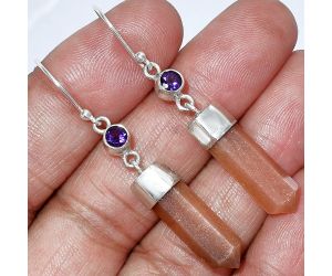 Point - Sunstone and Amethyst Earrings SDE86002 E-1135, 6x20 mm