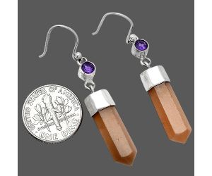 Point - Sunstone and Amethyst Earrings SDE86002 E-1135, 6x20 mm