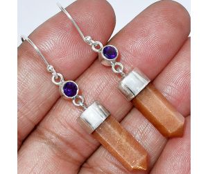 Point - Sunstone and Amethyst Earrings SDE86003 E-1135, 7x18 mm