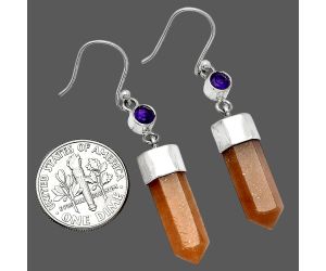 Point - Sunstone and Amethyst Earrings SDE86003 E-1135, 7x18 mm