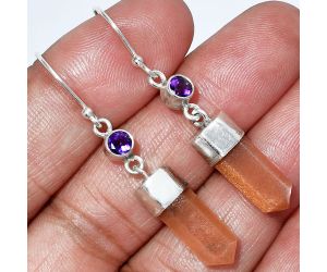 Point - Sunstone and Amethyst Earrings SDE86004 E-1135, 6x16 mm