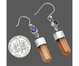 Point - Sunstone and Amethyst Earrings SDE86004 E-1135, 6x16 mm