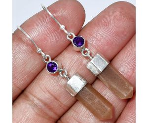 Point - Sunstone and Amethyst Earrings SDE86005 E-1135, 6x17 mm