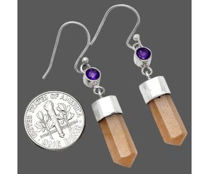 Point - Sunstone and Amethyst Earrings SDE86005 E-1135, 6x17 mm