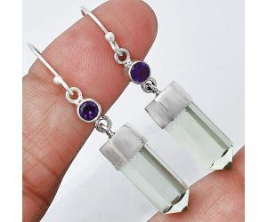 Point - Prasiolite (Green Amethyst) and Amethyst Earrings SDE86008 E-1135, 7x17 mm