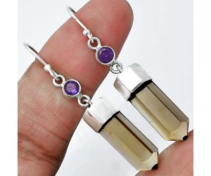 Point - Smoky Quartz and Amethyst Earrings SDE86009 E-1135, 7x18 mm