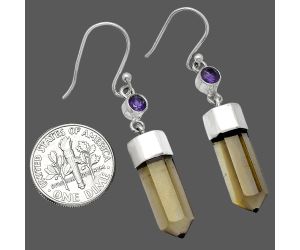 Point - Smoky Quartz and Amethyst Earrings SDE86009 E-1135, 7x18 mm